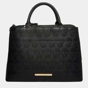 Betsey Johnson Black Skull Embossed Satchel